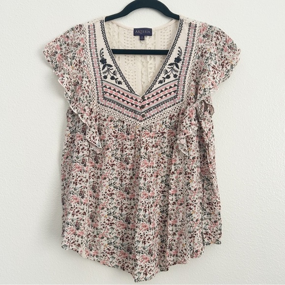 Artesia Embroidered Lace Top - Picture 1 of 7